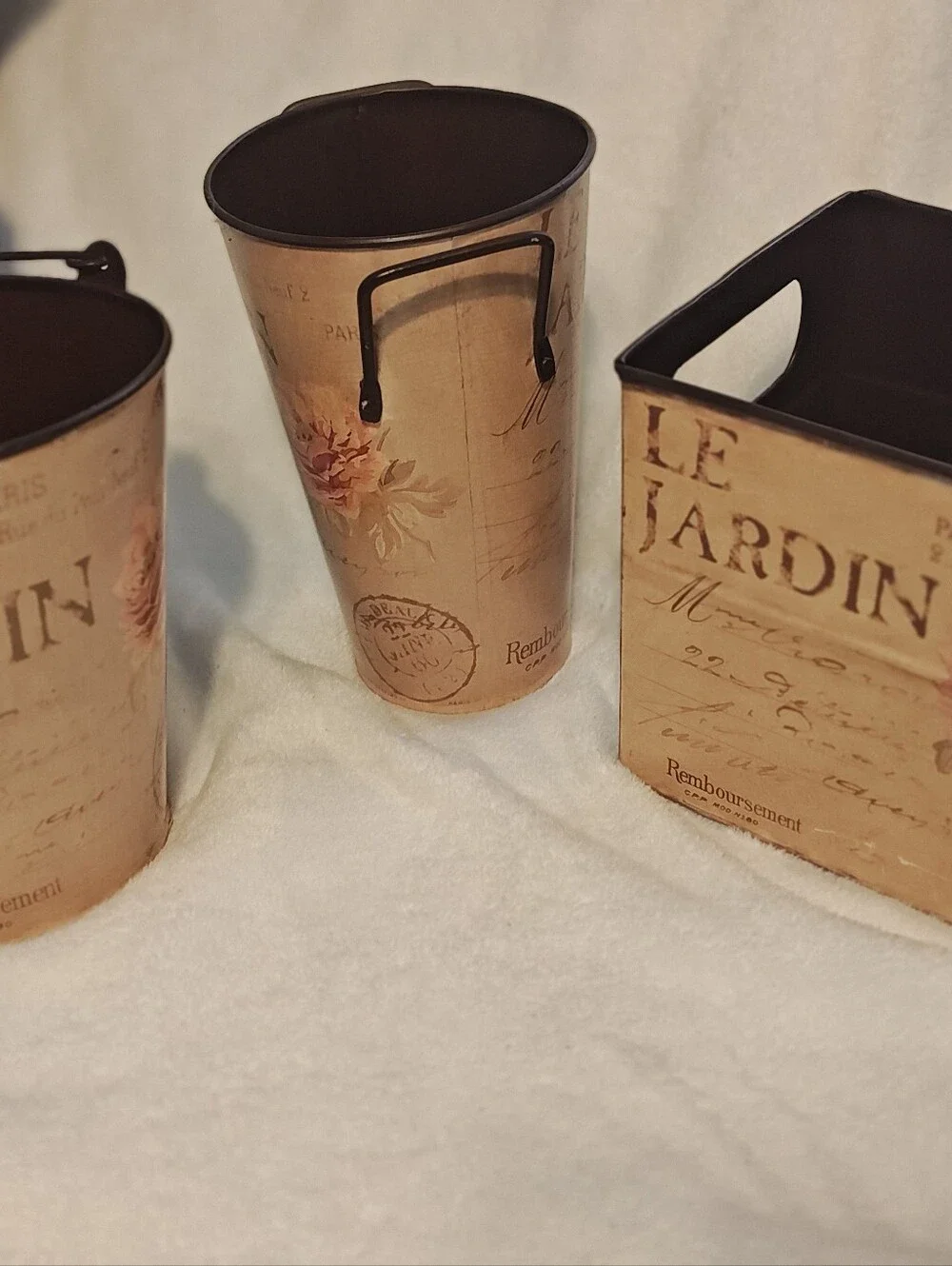 Le Jardin Decorative Floral Storage Bin - Beige Bundle.